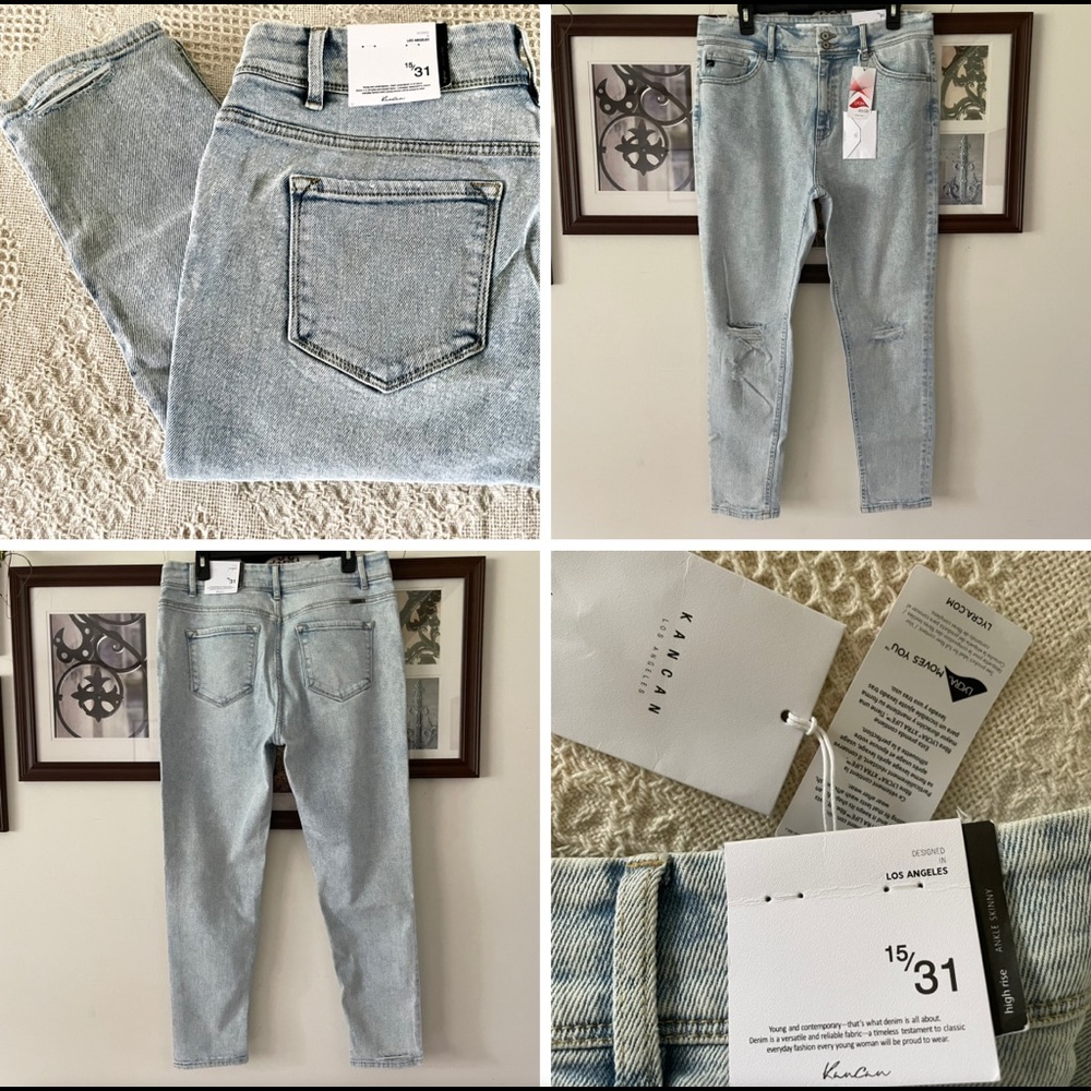 New KanCan Acid wash High Rise Ankle Skinny Jeans Size 15/31